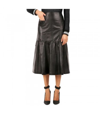 Women Leather Skirts Designer Calf Below Knee Length Long Skirt Mini Skirt 